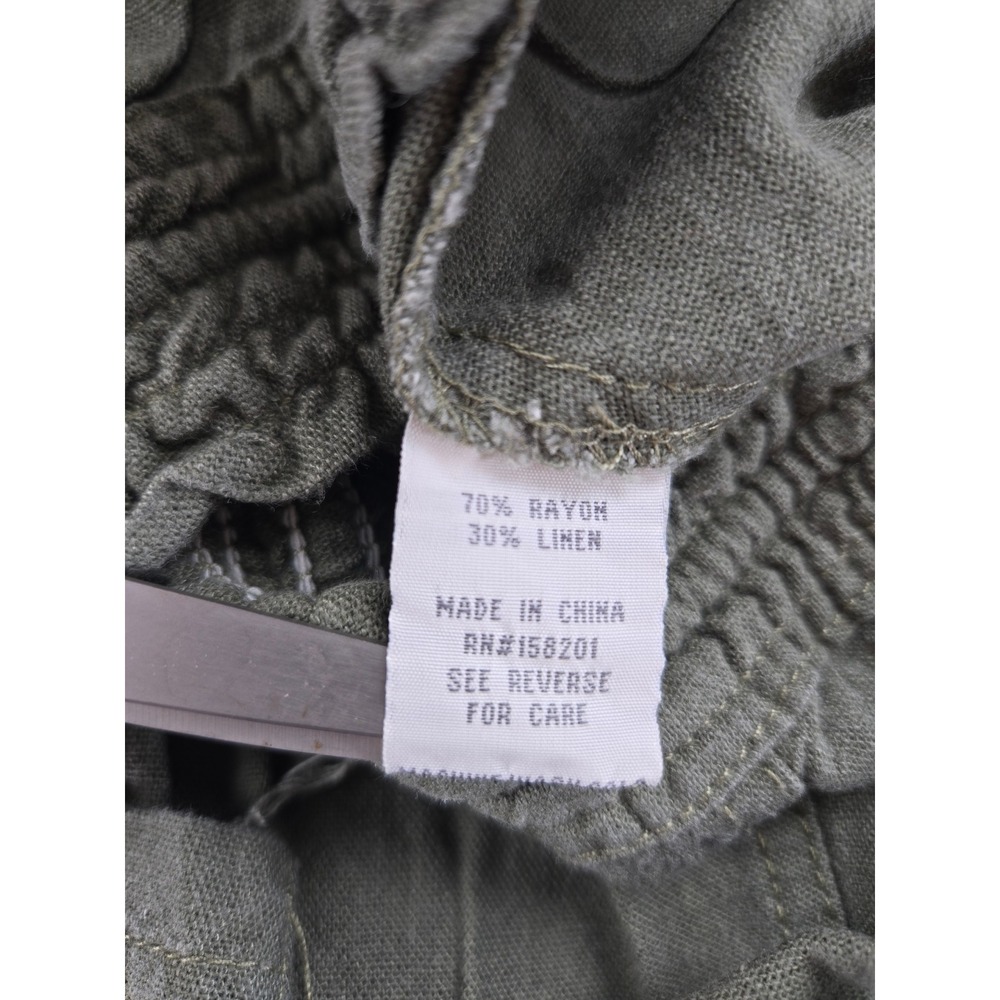 Cali 1850 Womens Medium Olive Green Linen Blend Wide Leg Drawstring Pants 2108 - Picture 3 of 11